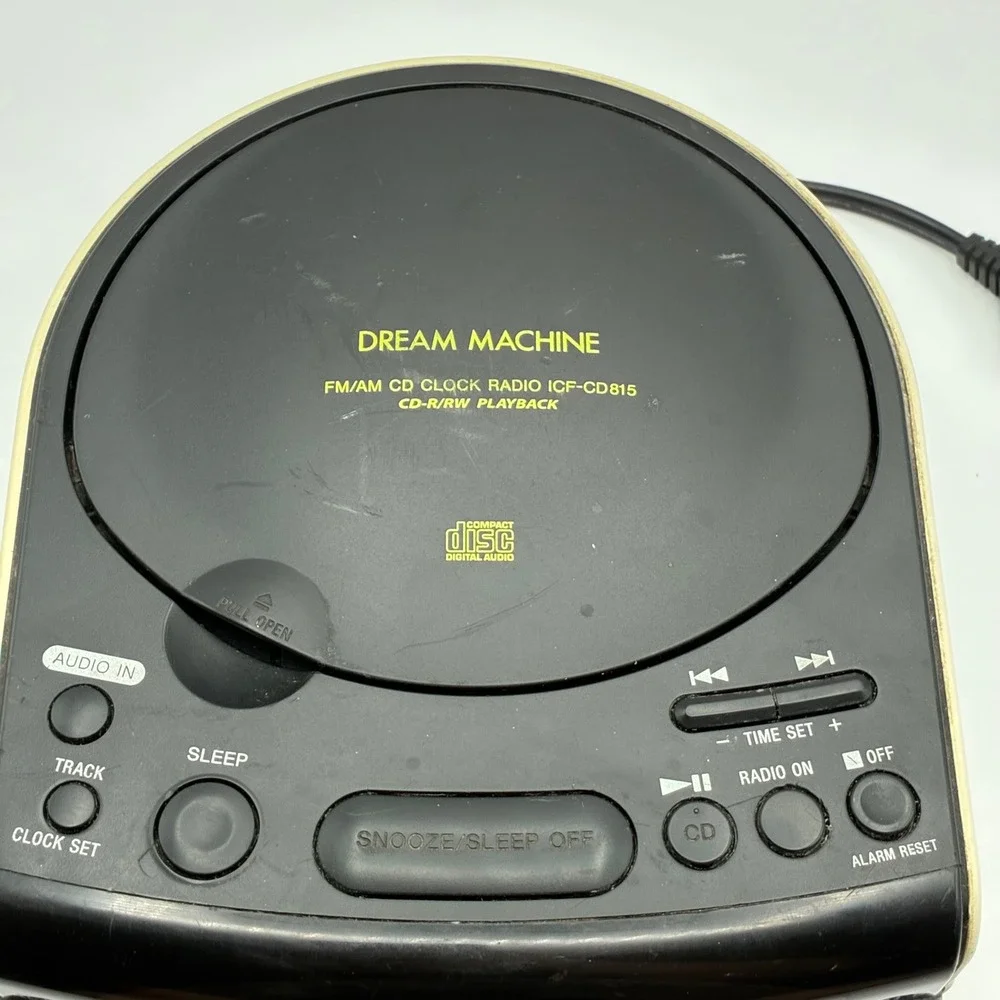 Sony CD Clock Radio Black White Dream Machine ICF-CD815 Dual Alarm